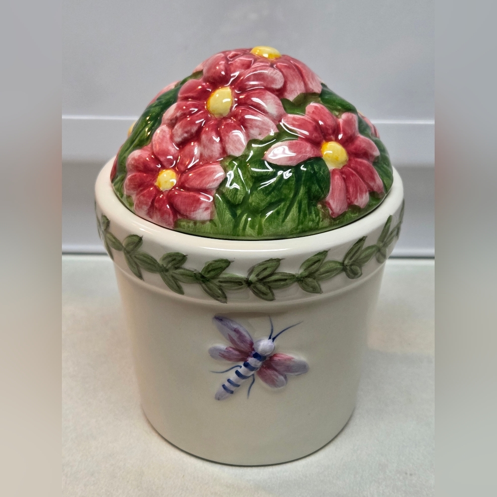 Vtg Botanic Garden PortMeirion England Dragonfly Jam Container